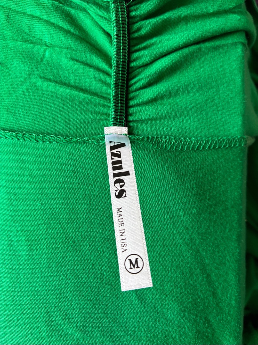 Azules Open-Front Draped Cardigan - Bright Green Tee Shirt Material NWOT - Picture 3 of 3
